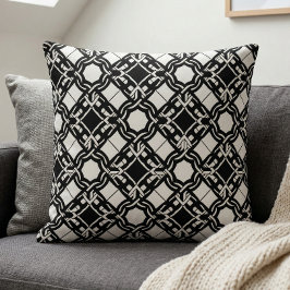 Black White Art Deco Interlaced Pattern Kissen