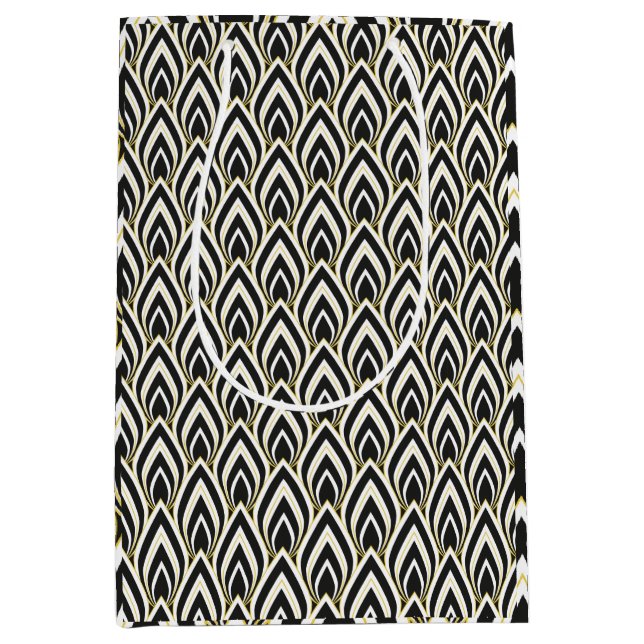 Black & White Art Deco  Mittlere Geschenktüte (Vorderseite)