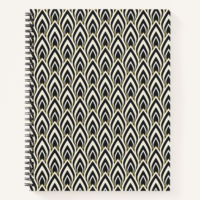 Black & White Art Deco  Notizbuch (Vorderseite)