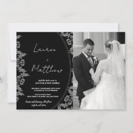 Black White Art Wedding Invitations avec photo