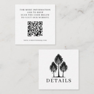 Black & White Aspen Tree Wedding QR Begleitkarte