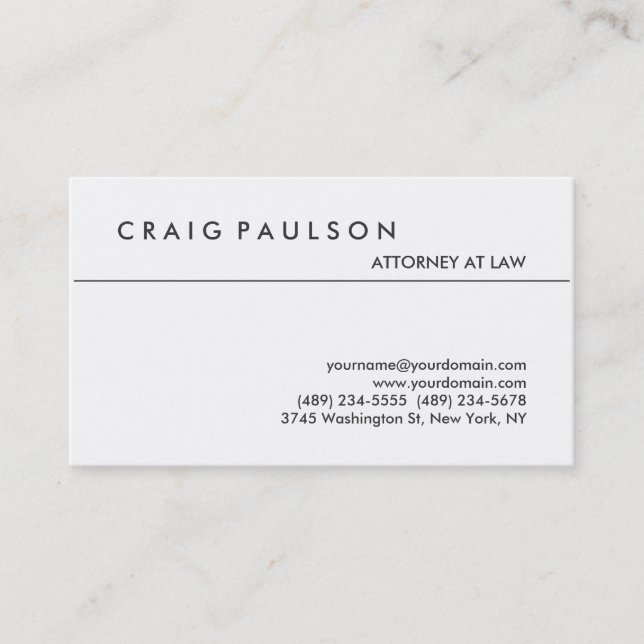 Black White Attorney at Law Carte de visite modern (Devant)