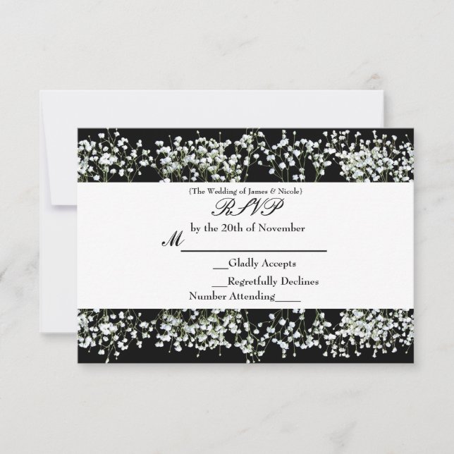 Black & White Baby Respire Floral carte RSVP (Devant)