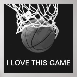 Black & White Basketball Poster I Liebe Dieses Spi