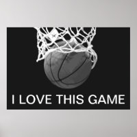 Black & White Basketball Poster I Liebe Dieses Spi