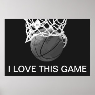 Black & White Basketball Poster I Liebe Dieses Spi