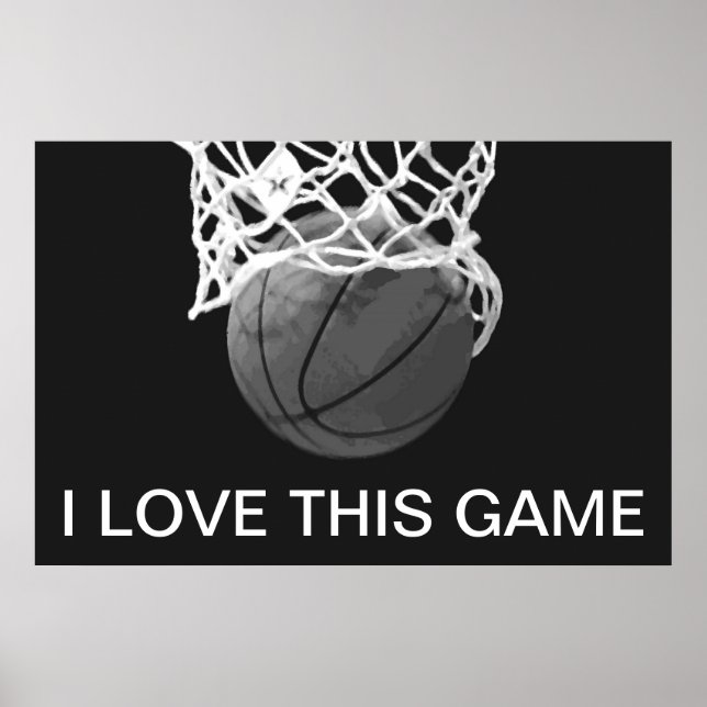 Black & White Basketball Poster I Liebe Dieses Spi (Vorne)