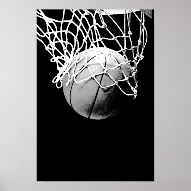 Black White Basketball Print Poster (Vorne)