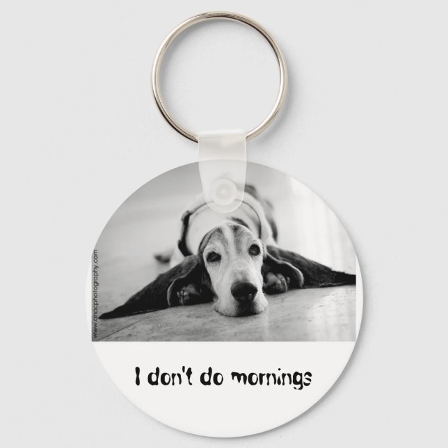 Black & White Basset Hound Keychain Schlüsselanhänger (Vorderseite)