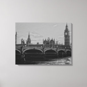 Black & White Big Ben Tower Palace in Westminster Leinwanddruck
