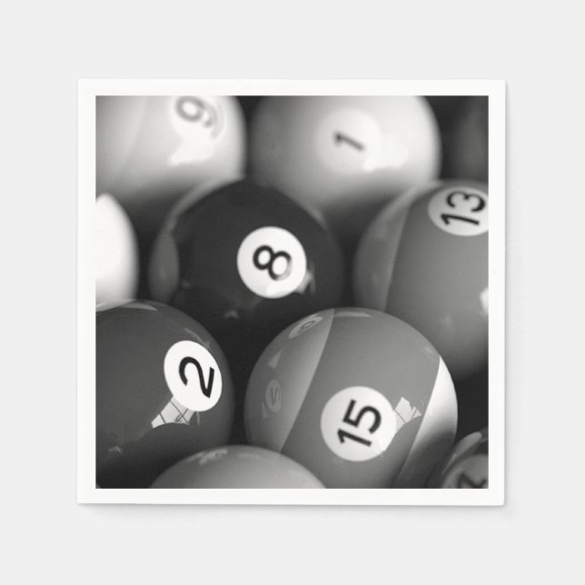 Black & White Billarlards Aight Ball Paper Napkin  Serviette (Vorderseite)
