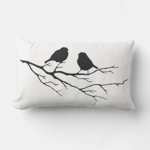 Black & White Bird auf Branch-Silhouette Lendenkissen