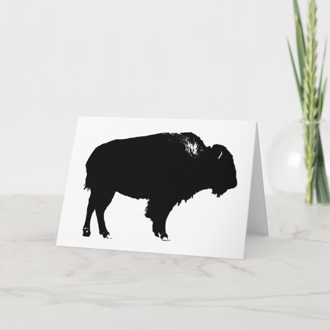 Black & White Bison Buffalo Silhouette Pop Karte (Vorderseite)