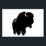 Black & White Bison Buffalo Silhouette Pop Poster<br><div class="desc">Iconic American West Historical Images - Buffalo Fotografy Artwork</div>