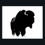 Black & White Bison Buffalo Silhouette Pop Poster<br><div class="desc">Iconic American West Historical Images - Buffalo Fotografy Artwork</div>