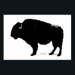 Black & White Bison Buffalo Silhouette Pop Poster<br><div class="desc">Iconic American West Historical Images - Buffalo Fotografy Artwork</div>