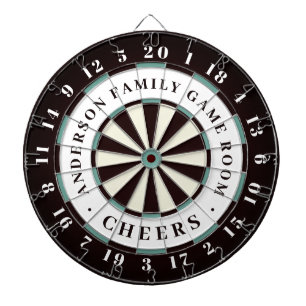 Black White & Blue Familien Spielzimmer Monogram Dartscheibe