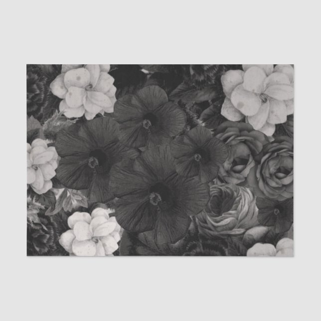Black&White Blumencollage Seidenpapier (Vorderseite)