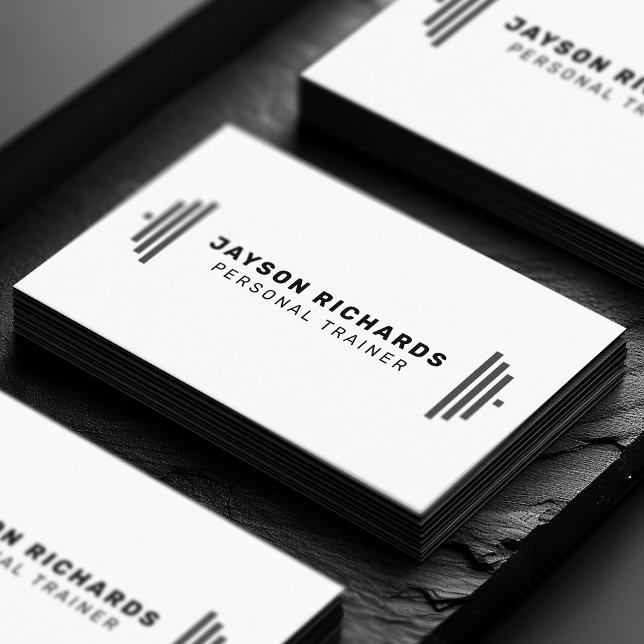 Black & White Bold Barbell Personal Trainer Simple Visitenkarte (Von Creator hochgeladen)