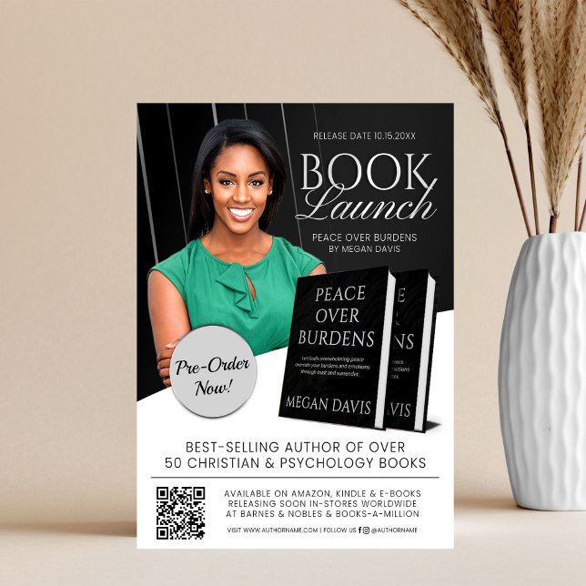 Black & White Book Launch Release Promotional Flyer (Von Creator hochgeladen)