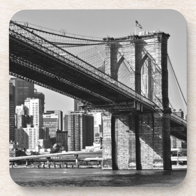Black & White Brooklyn Bridge New York Getränkeuntersetzer (Vorderseite)
