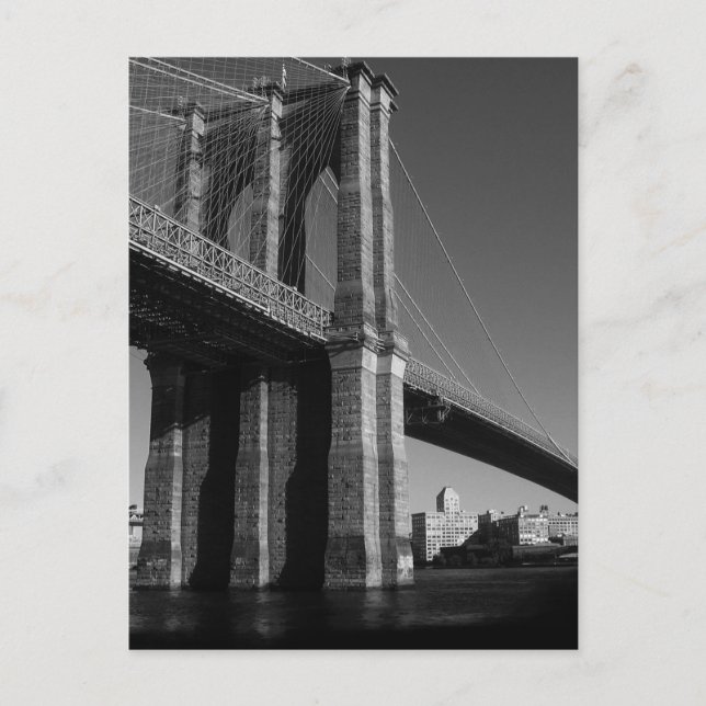 Black & White Brooklyn Bridge Postkarte (Vorderseite)