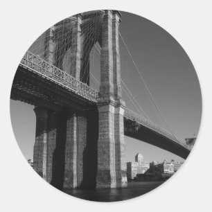 Black & White Brooklyn Bridge Runder Aufkleber