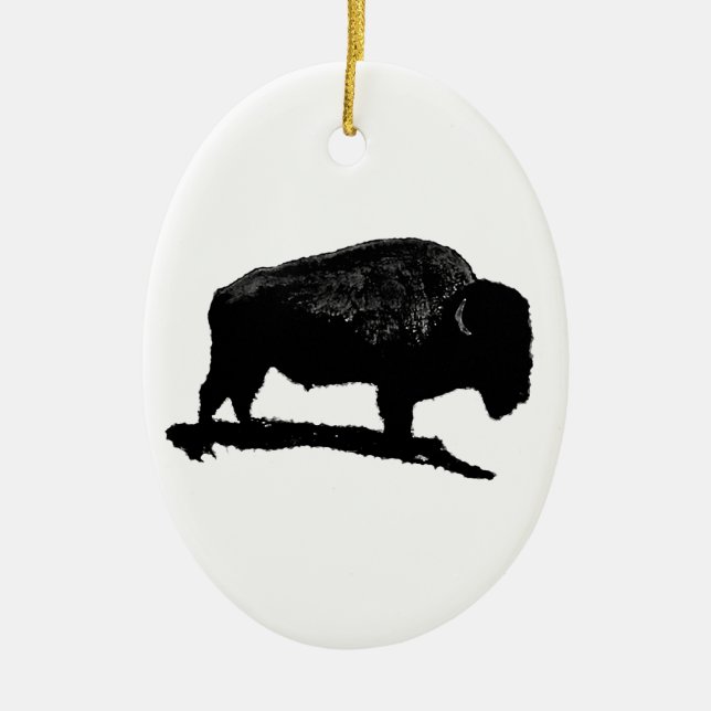 Black & White Buffalo Keramikornament (Vorne)