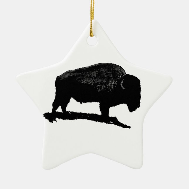 Black & White Buffalo Keramikornament (Vorne)