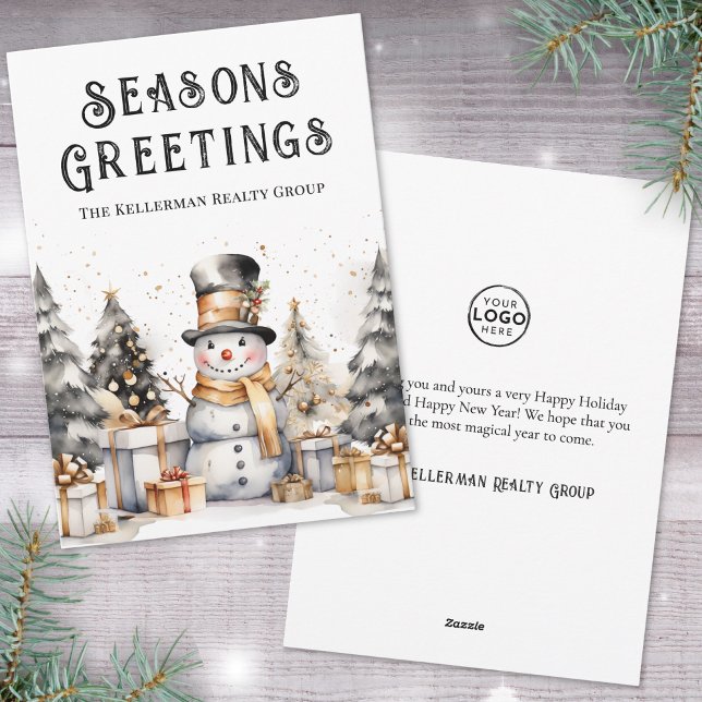Black White Business Christmas Feiertagskarte (Black White Winter Business Christmas Holiday Card)