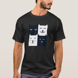 Black & White Cat Einzigartiges Square Schachbrett T-Shirt