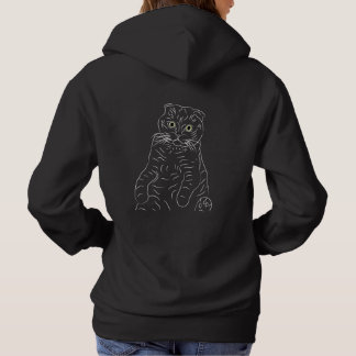 Black@White Cat Erholung für Frauen in Schwarz Hoodie