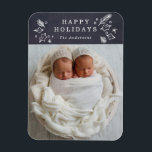 Black & White Chalkboard Custom Photo Holiday Magnet<br><div class="desc">Black & White Chalkboard Custom Photo Holiday Magnet.</div>