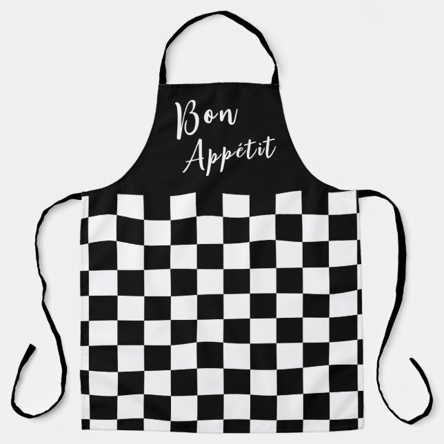 Black & White Checkerboard Apron Schürze (Vorderseite)