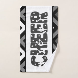 Black & White Cheer Star Cheering Girl-Silhouette Handtuch