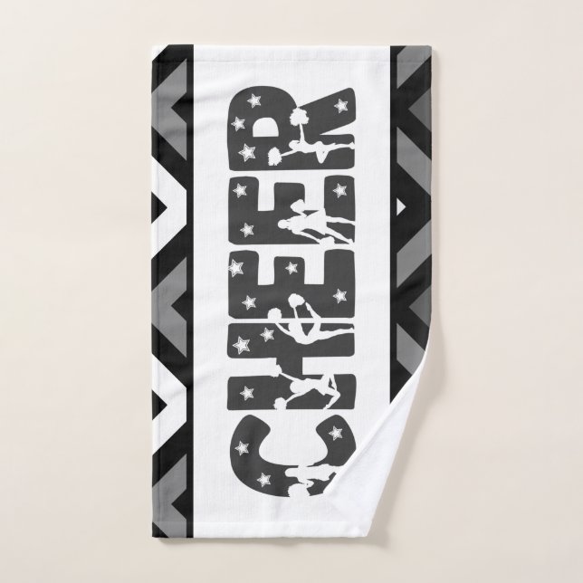 Black & White Cheer Star Cheering Girl-Silhouette Handtuch (Handtuch)