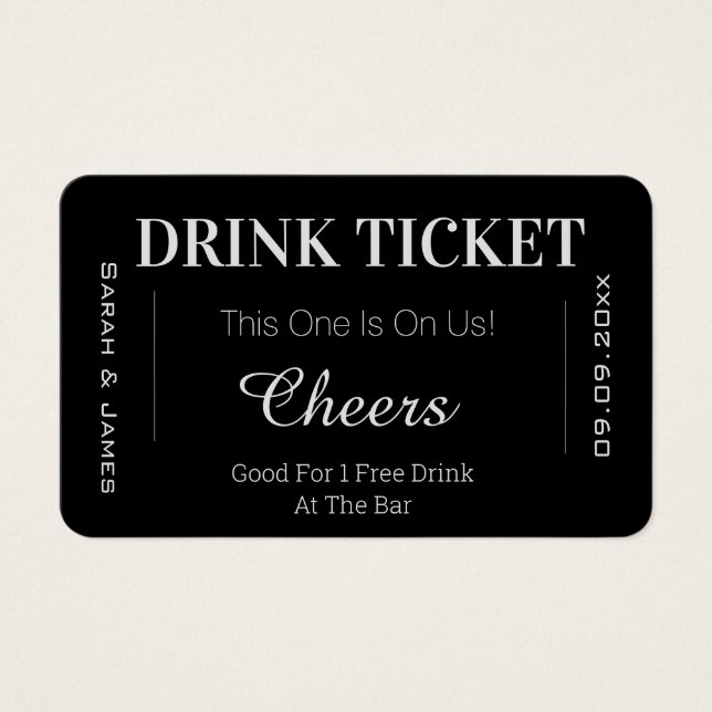 Black & White Cheers Wedk Drink Ticket (Vorderseite)