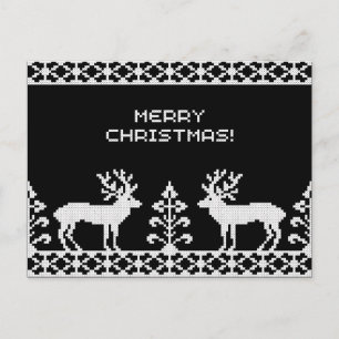 Black&White Christmas Deers Feiertagspostkarte