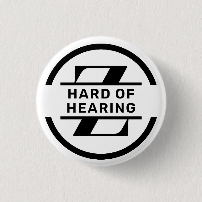 Black White Circle Monogram Hard of Hearing Button (Vorderseite)