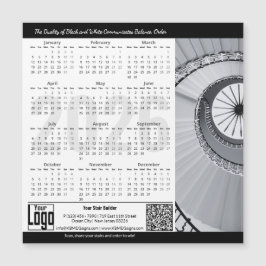 Black White Classic Appeal Magnetic 2026 Calendar Magnetkarte