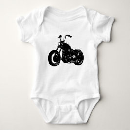 Black White Classic Cruiser Motorcycle Vector Art Baby Strampler