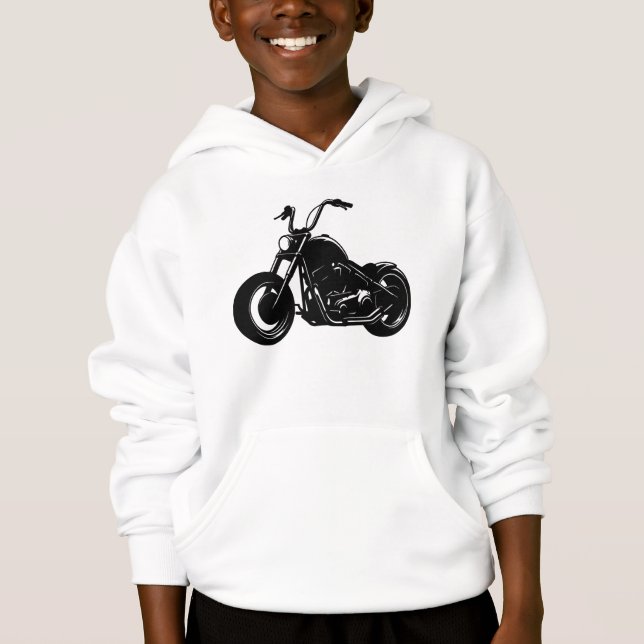 Black White Classic Cruiser Motorcycle Vector Art Hoodie (Vorderseite)