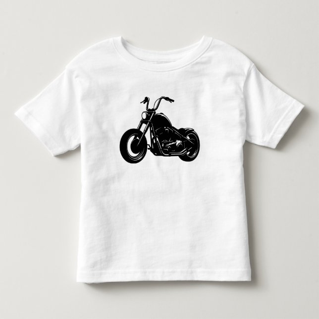 Black White Classic Cruiser Motorcycle Vector Art Kleinkind T-shirt (Vorderseite)