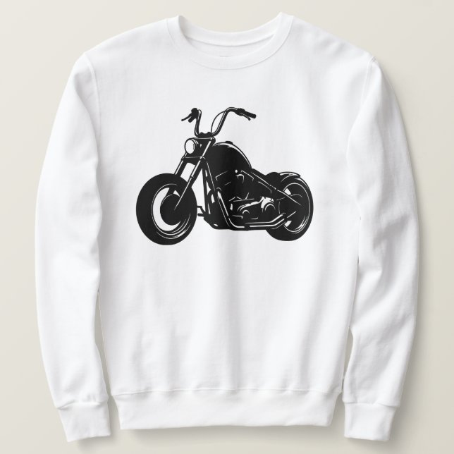 Black White Classic Cruiser Motorcycle Vector Art Sweatshirt (Design vorne)
