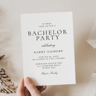 Black & White Classic Moderne Bachelor Party Einladung