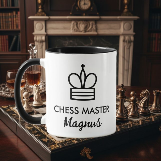 Black & white coffee mug gift for chess player tasse (chess mug)