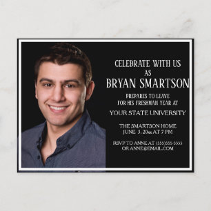 Black White College Trunk Party Photo Invitation