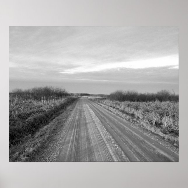 Black & White Country Road 20x16 Poster Imprimer (Devant)