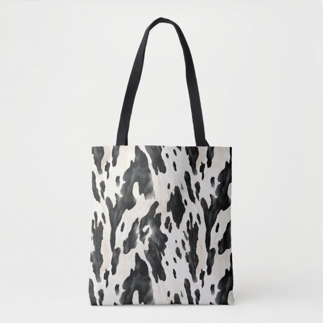 Black White Cow Print Animal Farm Tasche (Vorderseite)