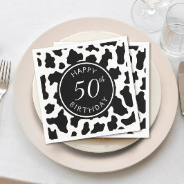 Black & White Cow Print Cowboy 50. Geburtstag Serviette